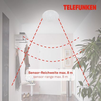 Telefunken 601706TF - LED Plafondlamp met sensor LED/12W/230V diameter 27 cm