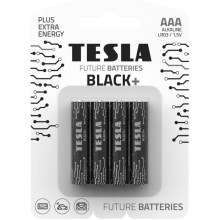 Tesla Batteries - 4 st. Alkaline batterij AAA BLACK+ 1,5V