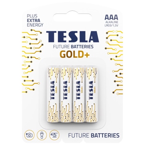Tesla Batteries - 4 st. Alkaline batterij AAA GOLD+ 1,5V