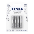 Tesla Batteries - 4 st. Alkaline batterij AAA SILVER+ 1,5V 1300 mAh