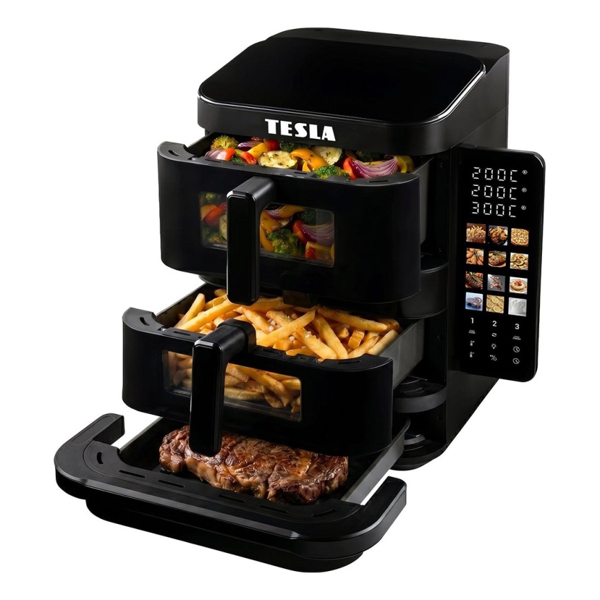 TESLA Electronics AirCook - 3-zone heteluchtfriteuse 14,5 l 2800 W/230 V zwart