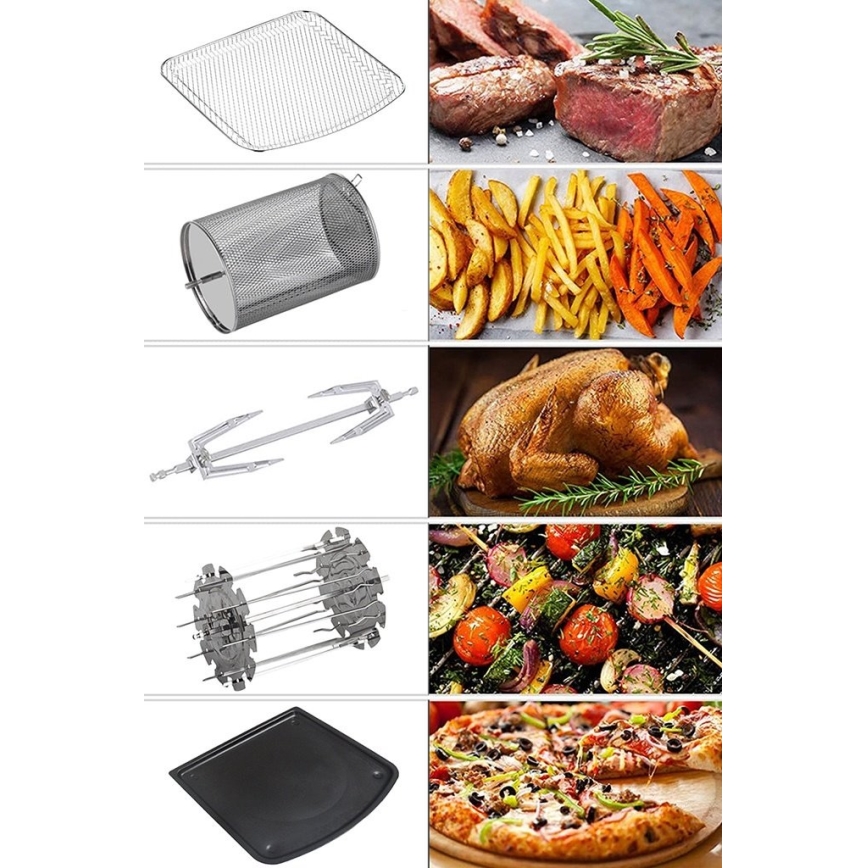 TESLA Electronics AirCook & Grill - Smart multifunctioneel digitaal hot air fryer 12 l 1800W/230V Wi-Fi