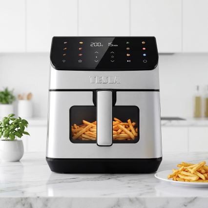 TESLA Electronics AirCook - Heteluchtfriteuse 6,5 l 2100W/230V mat chroom/zwart
