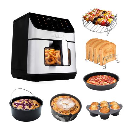 TESLA Electronics AirCook - Heteluchtfriteuse 6,5 l 2100W/230V mat chroom/zwart