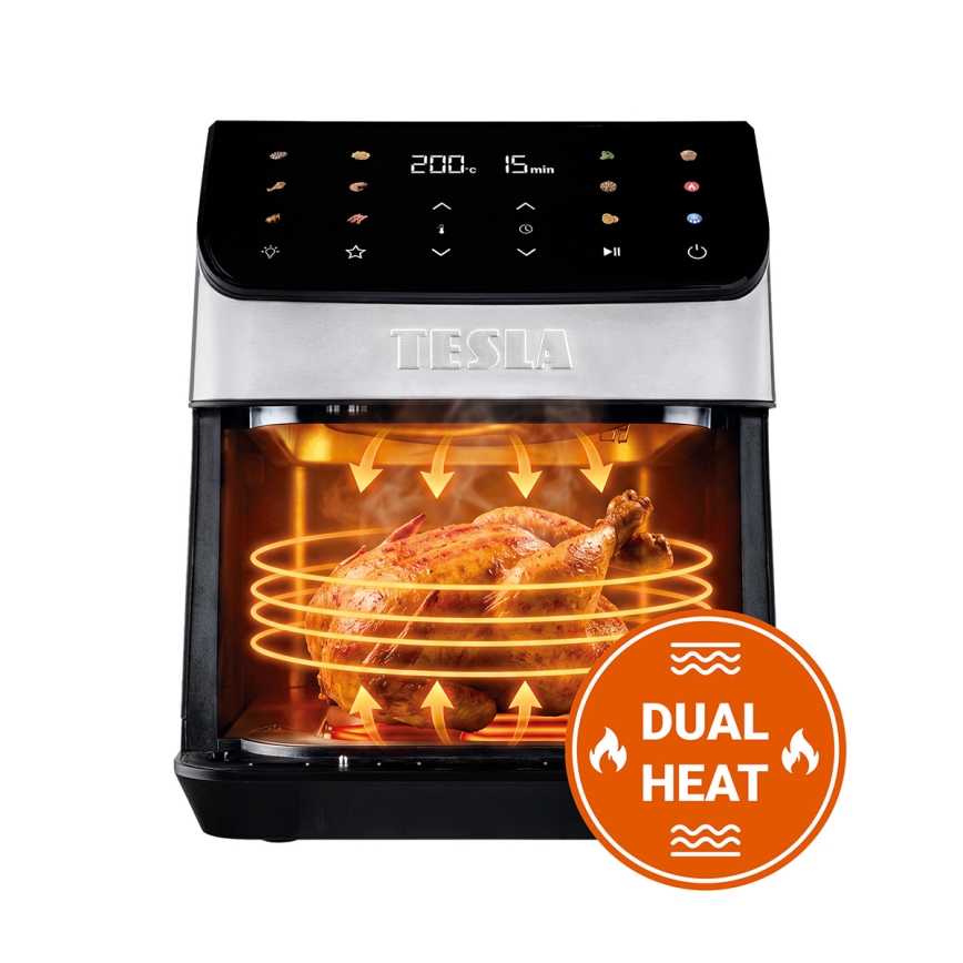 TESLA Electronics AirCook - Heteluchtfriteuse 6,5 l 2100W/230V mat chroom/zwart