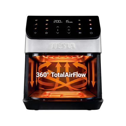 TESLA Electronics AirCook - Heteluchtfriteuse 6,5 l 2100W/230V mat chroom/zwart