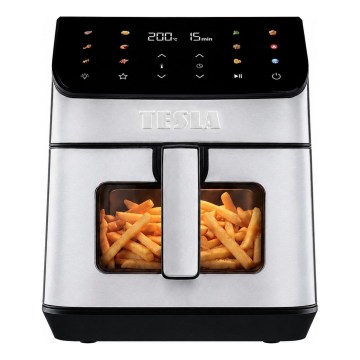 TESLA Electronics AirCook - Heteluchtfriteuse 6,5 l 2100W/230V mat chroom/zwart