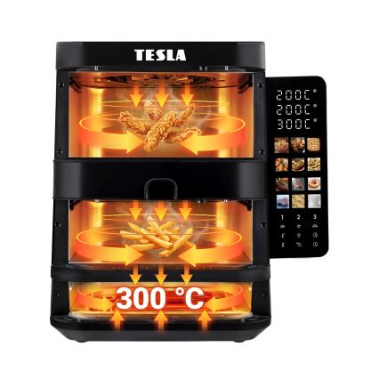TESLA Electronics AirCook - 3-zone heteluchtfriteuse 14,5 l 2800 W/230 V zwart