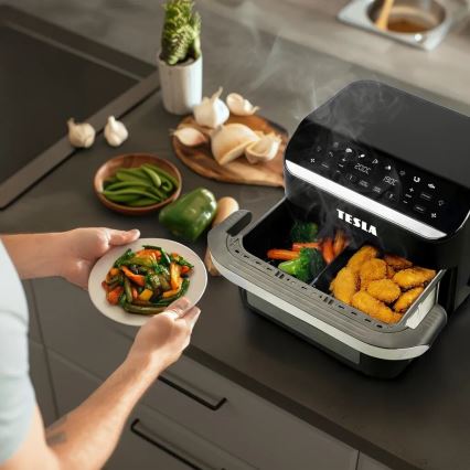 TESLA Electronics AirCook - Multifunctionele dubbele digitale air fryer 10 l 2400W/230V
