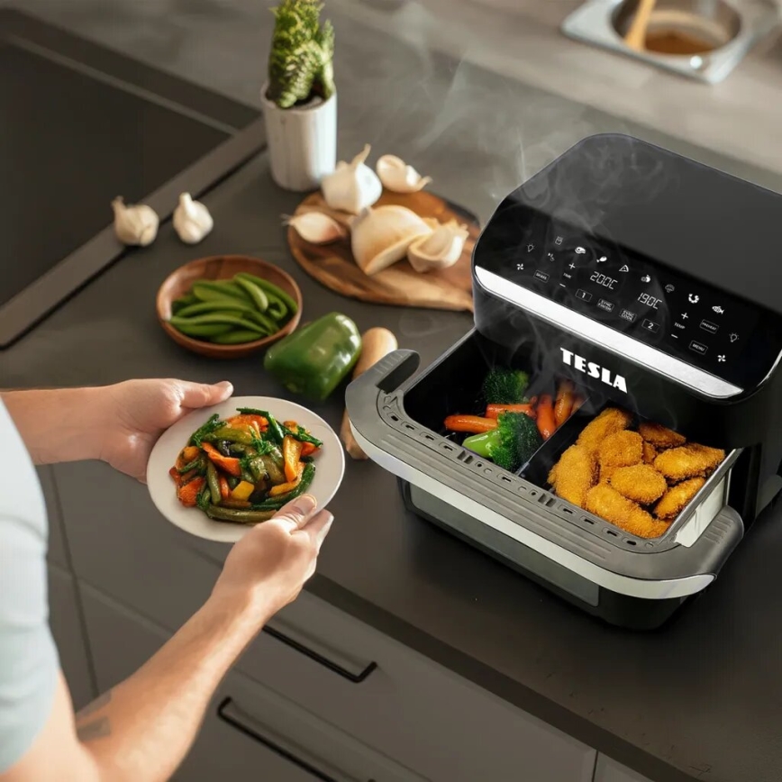 TESLA Electronics AirCook - Multifunctionele dubbele digitale air fryer 10 l 2400W/230V