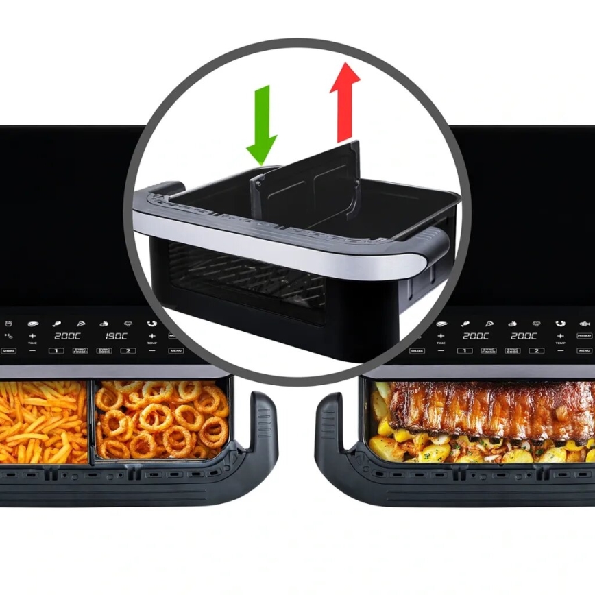 TESLA Electronics AirCook - Multifunctionele dubbele digitale air fryer 10 l 2400W/230V