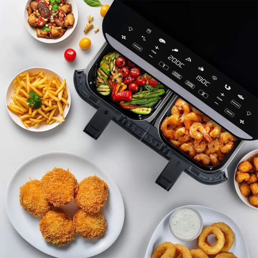 TESLA Electronics AirCook - Multifunctionele dubbele digitale air fryer 9 l 2400W/230V