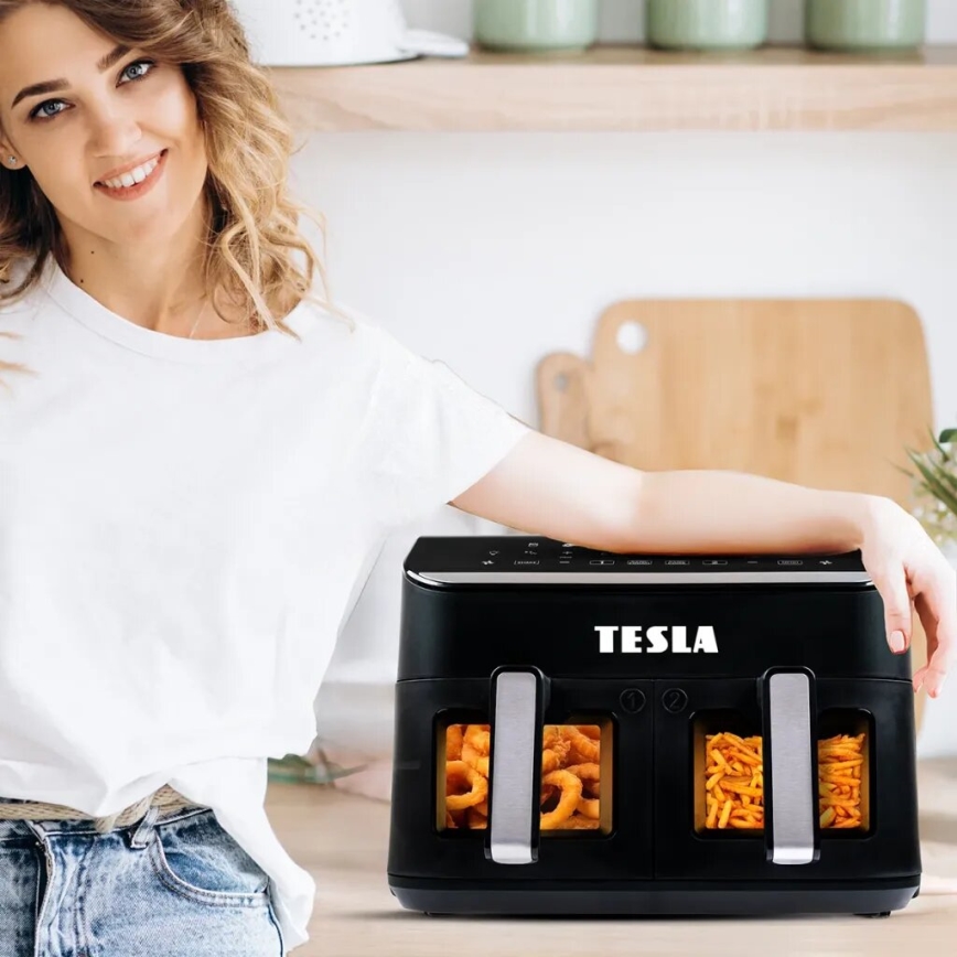 TESLA Electronics AirCook - Multifunctionele dubbele digitale air fryer 9 l 2400W/230V