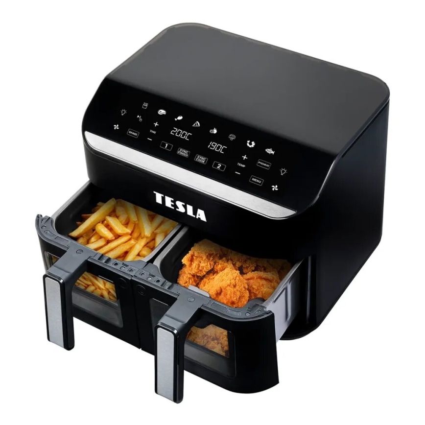 TESLA Electronics AirCook - Multifunctionele dubbele digitale air fryer 9 l 2400W/230V