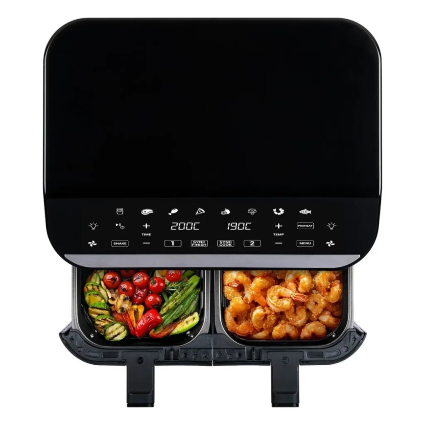 TESLA Electronics AirCook - Multifunctionele dubbele digitale air fryer 9 l 2400W/230V