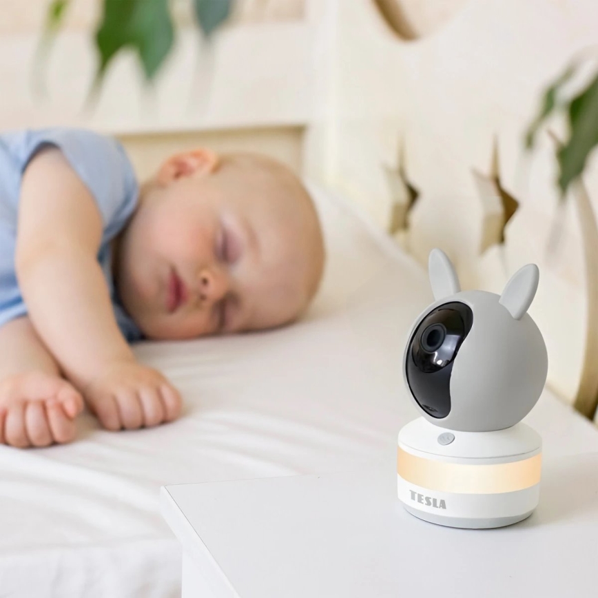 TESLA Electronics Bambino - Slimme babyfoon 4 MP 2560p 5V Wi‑Fi Tuya grijs/wit