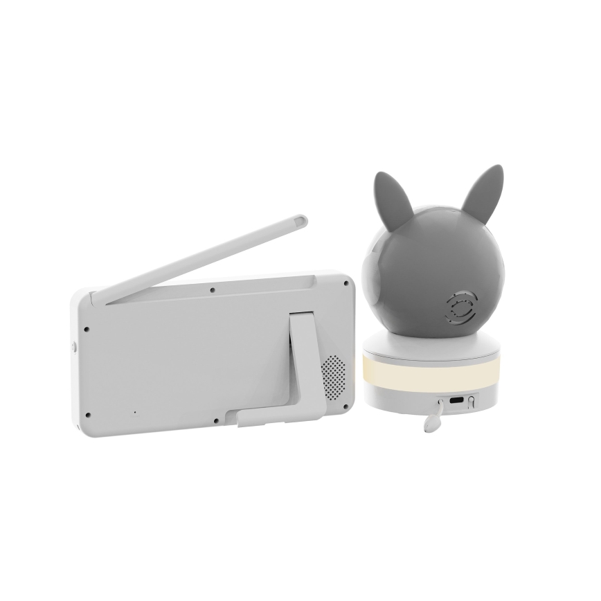 TESLA Electronics Bambino - Slimme babyfoon met monitor 4 MP 2560p 5 V 5000 mAh Wi‑Fi Tuya grijs/wit