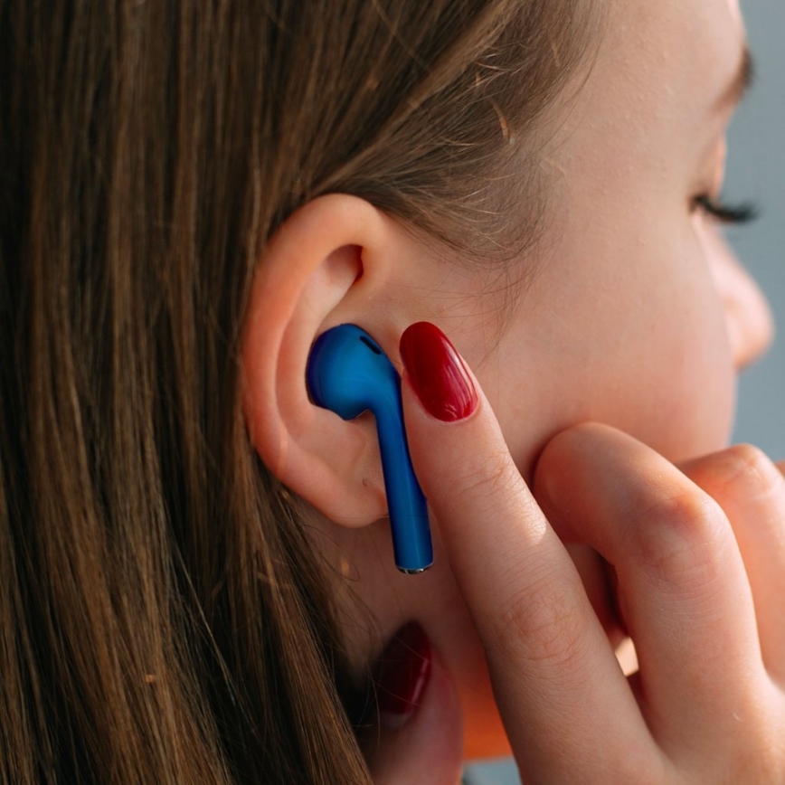 TESLA Electronics - Draadloze hoofdtelefoons IPX4 blauw
