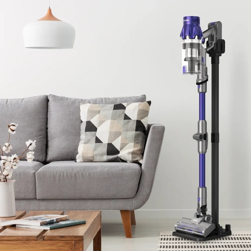 TESLA Electronics PureStar - Flexibele draadloze steelstofzuiger 2-in-1 250W/2200 mAh grijs/paars