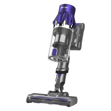 TESLA Electronics PureStar - Flexibele draadloze steelstofzuiger 2-in-1 250W/2200 mAh grijs/paars