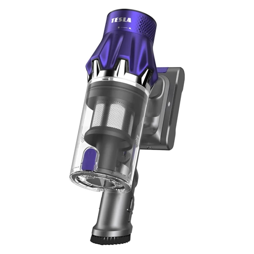 TESLA Electronics PureStar - Flexibele draadloze steelstofzuiger 2-in-1 250W/2200 mAh grijs/paars