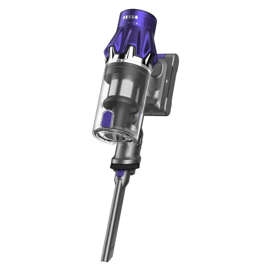 TESLA Electronics PureStar - Flexibele draadloze steelstofzuiger 2-in-1 250W/2200 mAh grijs/paars