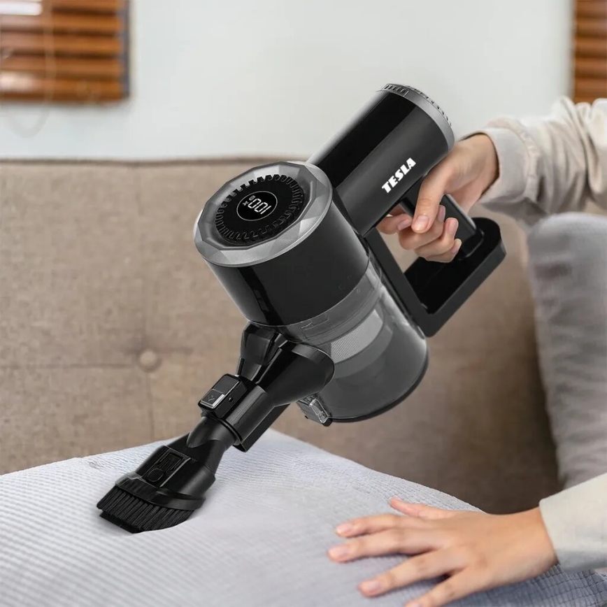 TESLA Electronics PureStar - Flexibele snoerloze steelstofzuiger 2in1 150W/2200 mAh zwart