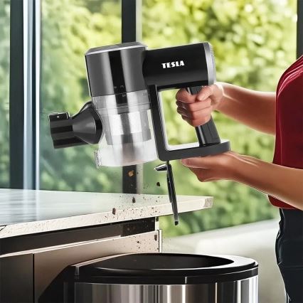 TESLA Electronics PureStar - Flexibele snoerloze steelstofzuiger 2in1 150W/2200 mAh zwart