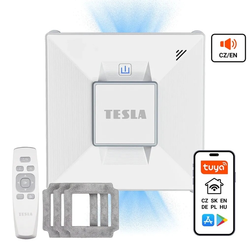 TESLA Electronics RoboStar - Slimme glasreiniger met waterverstuiver 72W/230V/650 mAh Wi-Fi + afstandsbediening