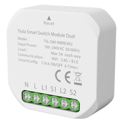 Tesla - Slimme relais 1200W/230V Wi-Fi