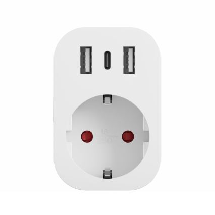 TESLA Smart - Slim stopcontact 3680W/230V/16A Type F/E 2xUSB-A + 1xUSB-C Wi-Fi