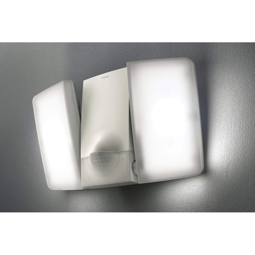 theben - LED-wandschijnwerper met sensor 2xLED/10W/230V wit IP55