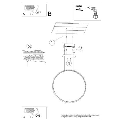 Thoro TH.175 - LED Hanglamp aan een koord RIO LED/50W/230V CRI90 3000K diameter 78 cm goud