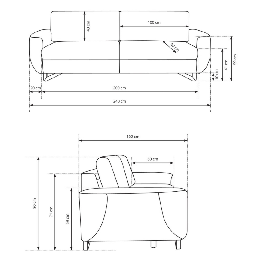 Three-seater sofa AVESTA grijs
