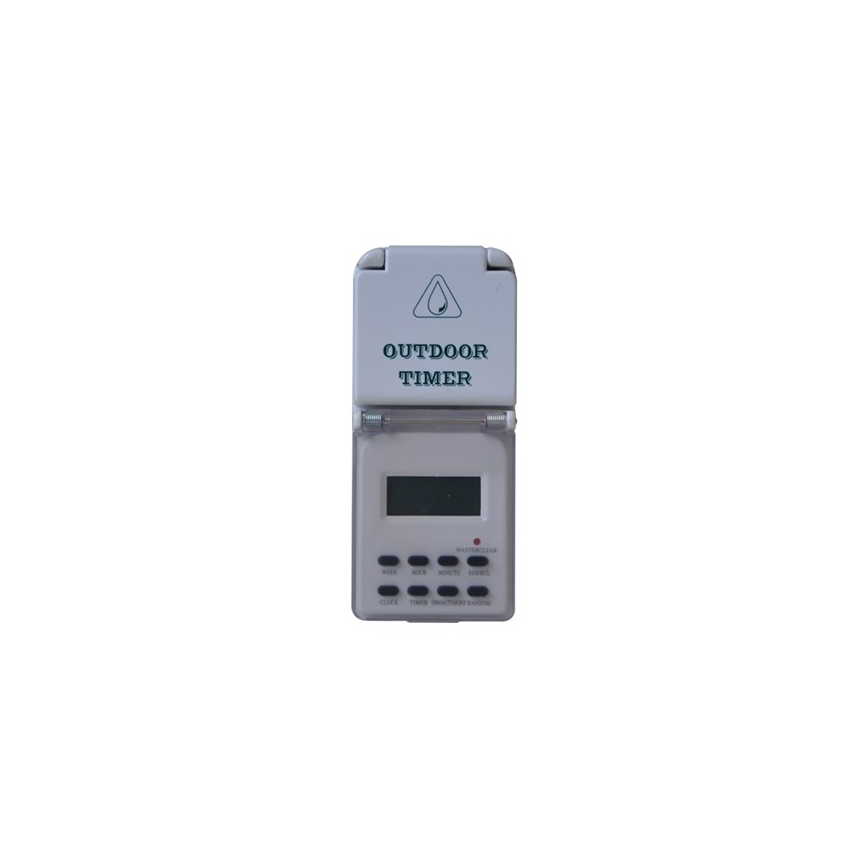 Tijdschakelaar voor buiten digitaal wekelijks 16A/230V IP44 200 mAh