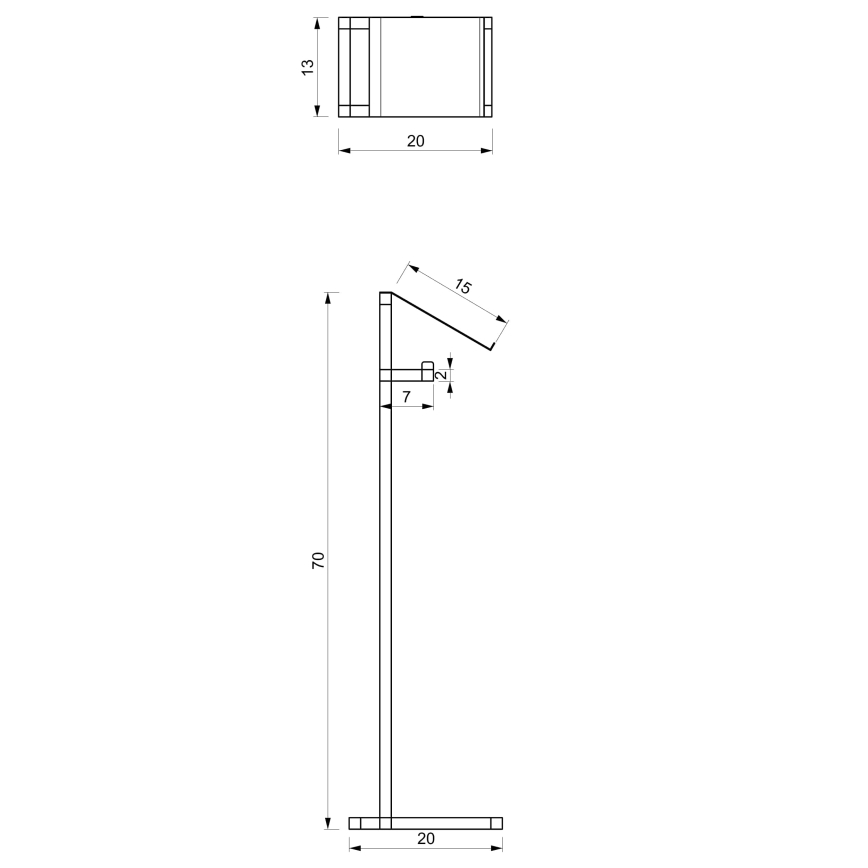 Toiletrolhouder 71x20 cm zwart