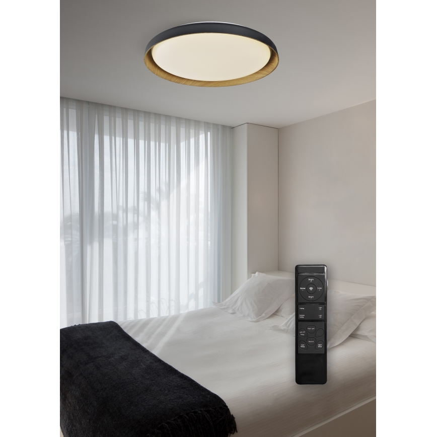 Top Light - Dimbare LED Plafondlamp SATELLITE LED/36W/230V 3000-6500K diameter 43 cm zwart/bruin + afstandsbediening