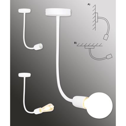 Top Light Galileo 1 B - Witte Hanglamp met vaste hanger 1x E27 / 40W / 230V