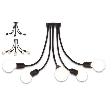 Top Light Galileo 5 C - Zwarte Hanglamp met vaste hanger 5x E27 / 40W / 230V