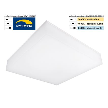 Top Light - LED Dimbaar plafond wandlamp BOXTER LED/12/18/24W/230V IP54 3000/4000/6500K 28x28 cm