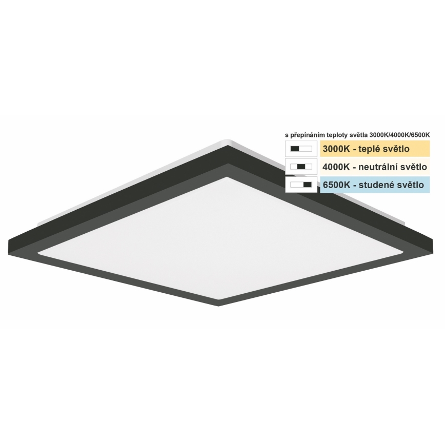 Top Light - LED Badkamer plafondlamp ONYX LED/10W/230V IP44 3000/4000/6500K 28x28 cm zwart