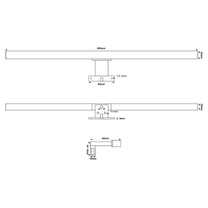 Top Light - LED Badkamer spiegelverlichting OREGON LED/9W/230V 60 cm IP44