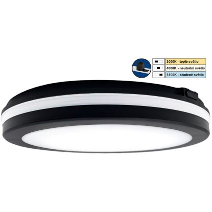 Top Light - LED Badkamerlamp COMET LED/24W/230V 3000/4000/6500K IP54 diameter 30 cm zwart