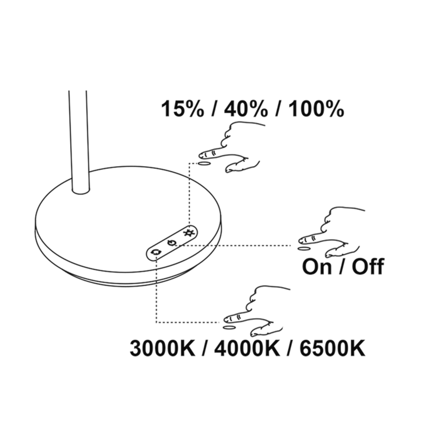 Top Light - Dimbare aanraak-LED-tafellamp BELLA LED/4,8W/5V 3000/4000/6500K wit