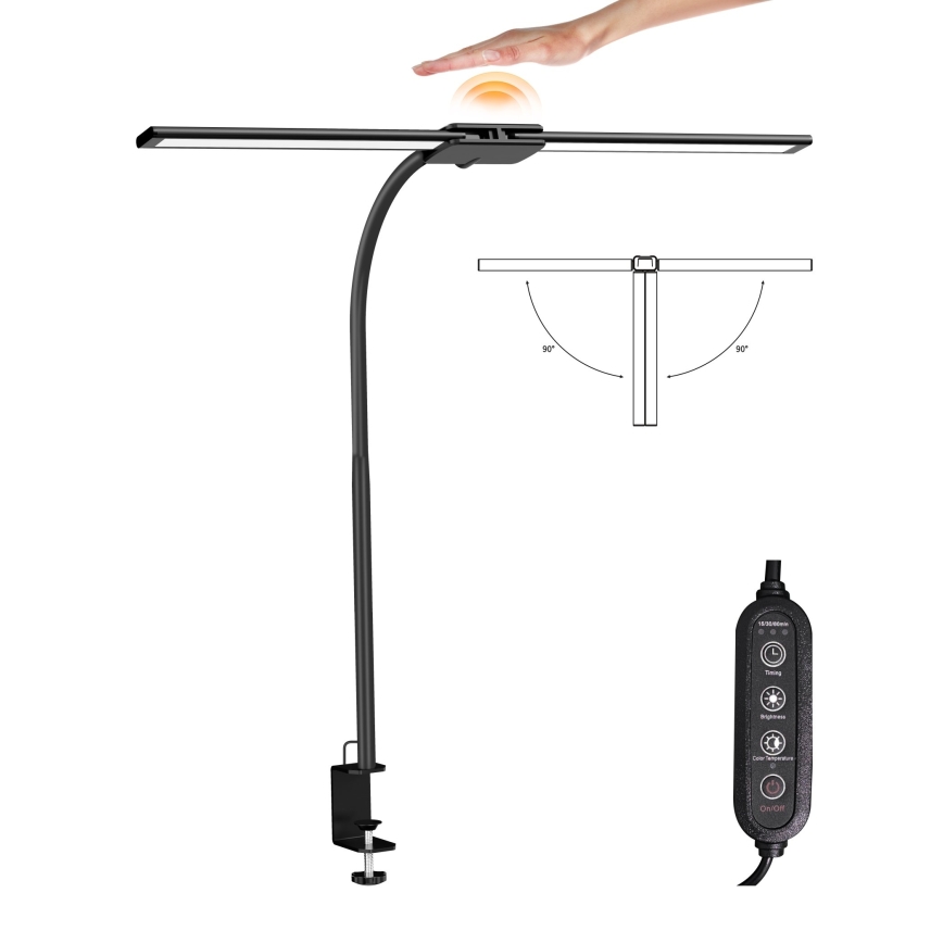 Top Light - LED-dimbare tafellamp met klem LYRA LED/18W/230V 3000-6500K zwart