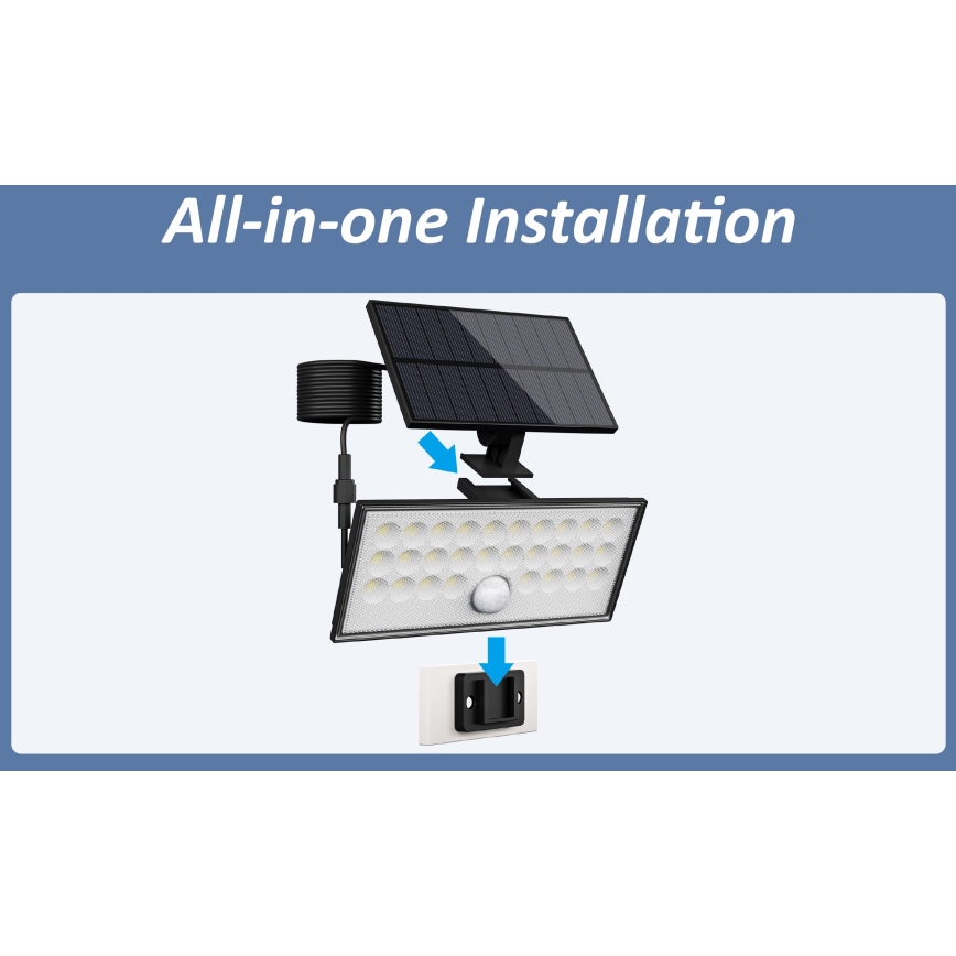 Top Light - LED Solar wand Schijnwerper met sensor HELEON VARIO LED/8W/3,7V IP65 4000K 2200 mAh + afstandsbediening