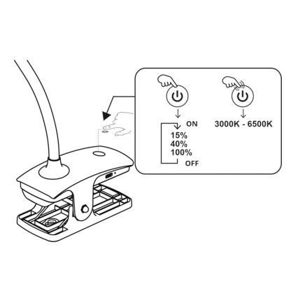 Top Light - Dimbare LED-tafellamp met aanraakbediening en klem BELLA LED/4,8W/5V 3000-6500K zwart