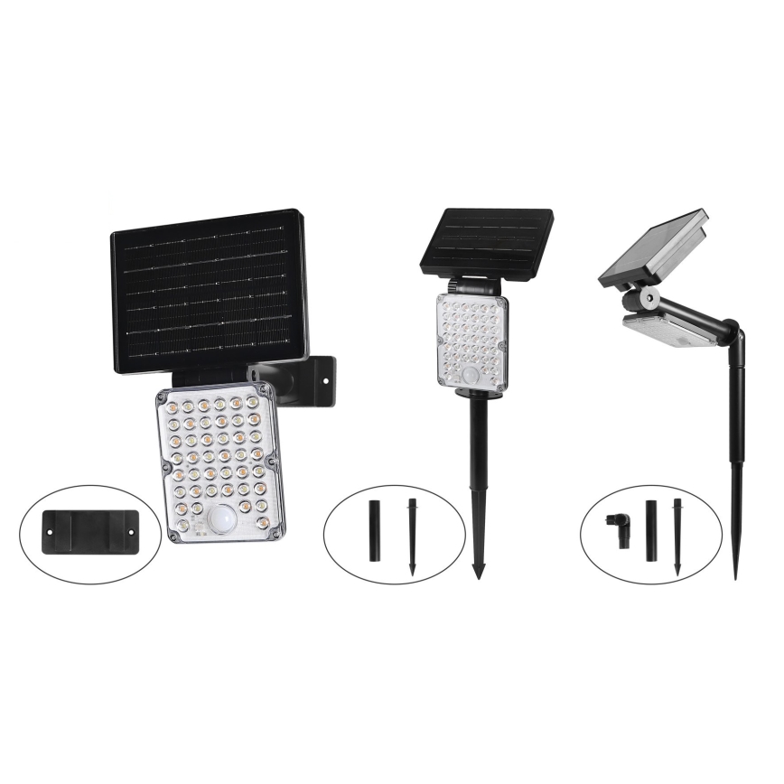 Top Light - LED zonnelamp met sensor 3-in-1 ZENITH LED/10W/3,7V 3000/4000/6500K IP54 2400 mAh
