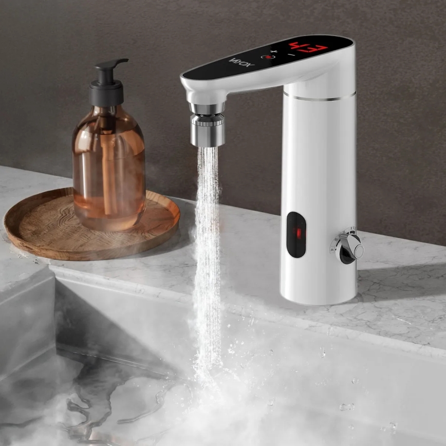 Touch-doorstroomwaterverwarmer met sensor en LED scherm 3000W/230V IPX4 wit