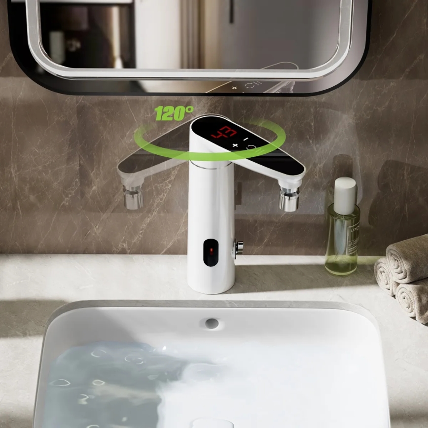 Touch-doorstroomwaterverwarmer met sensor en LED scherm 3000W/230V IPX4 wit